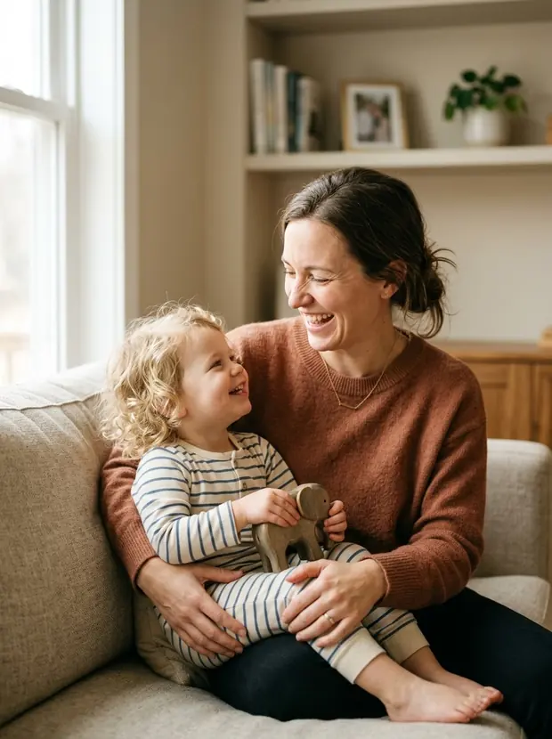 Parent at home with child